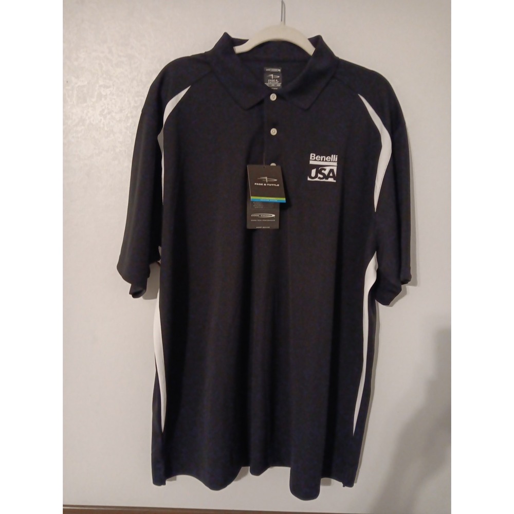 Page & Tuttle Cool Swing Polo Men's NWT Black/White Bennelli USA Logo Sz 2XL
